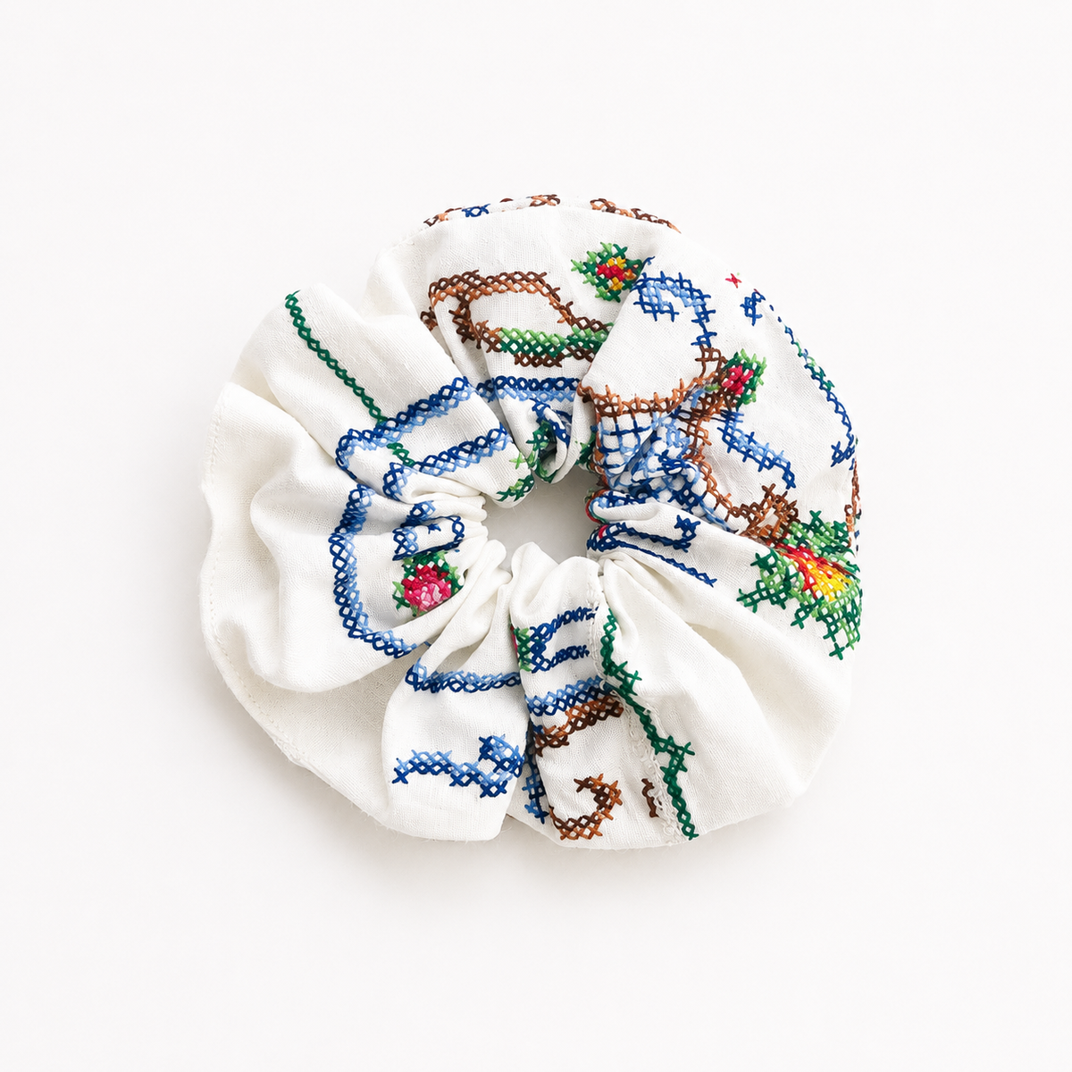 Scrunchie Ricamo Blu
